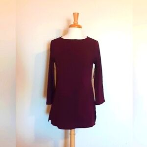 Duluth Trading Co Burgundy Lightweight Longtail T 3/4 Sleeve Tunic
